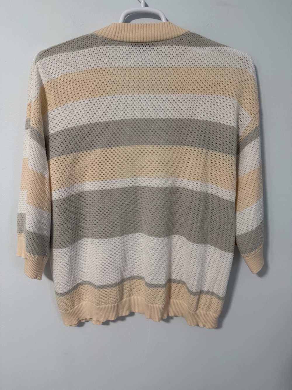 DG2 by Diane Gilman Crochet Knit Open-Front Cardigan - Cream, Beige & Gray SZS - Picture 16 of 16